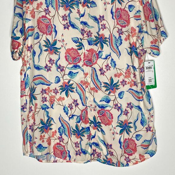 New Guess Slim Fit Floral Tropical Hawaiian Button Down Shirt Men's Size Large - Picture 7 of 9